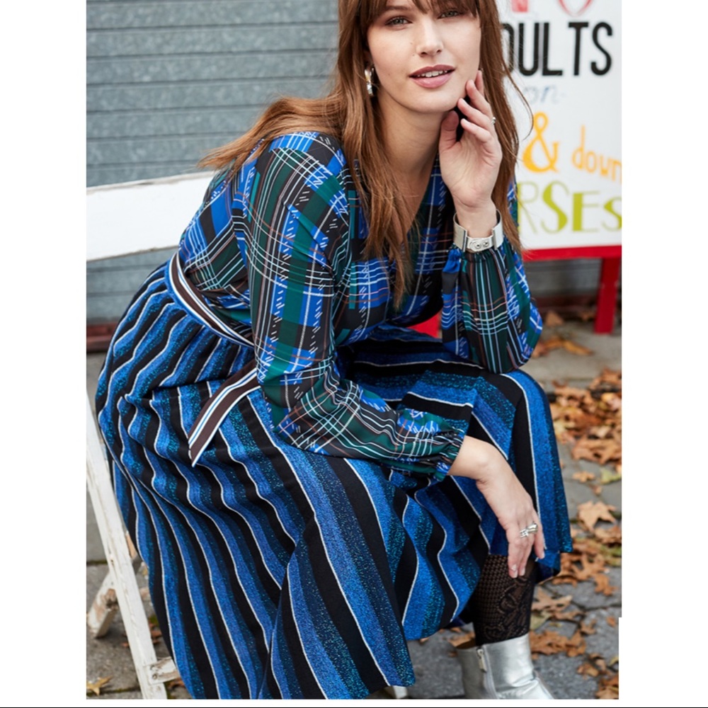 Eloquii Metallic Stripe Skirt